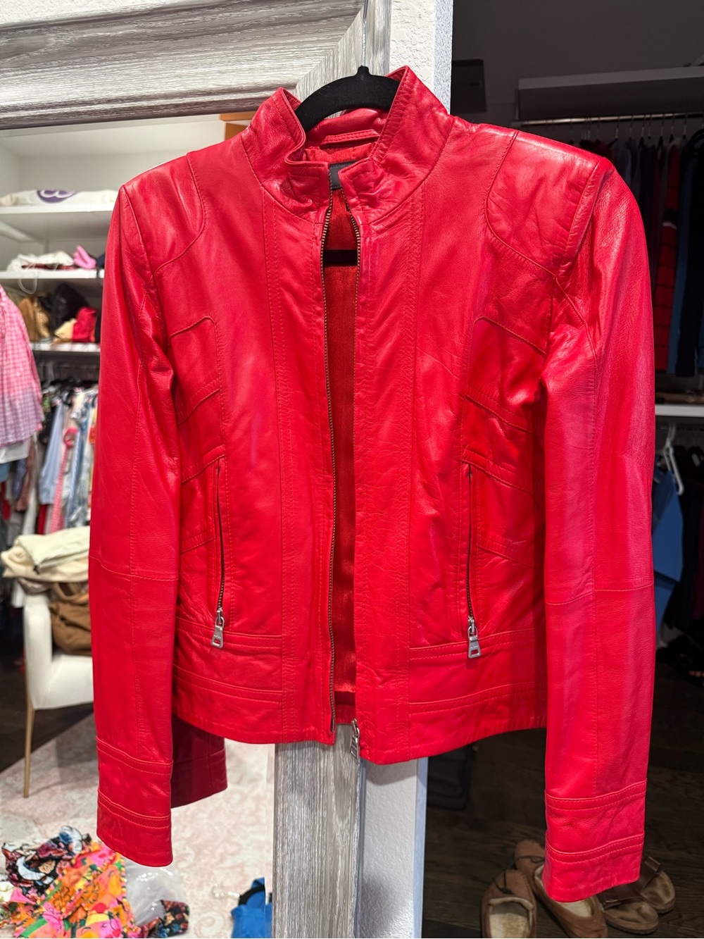 Mexx Red Leather Jacket for Women